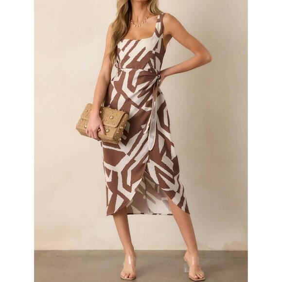 DRESS FORUM Dresses & Skirts - NEW DRESS FORUM gisela wrap midi dress in white/ brown